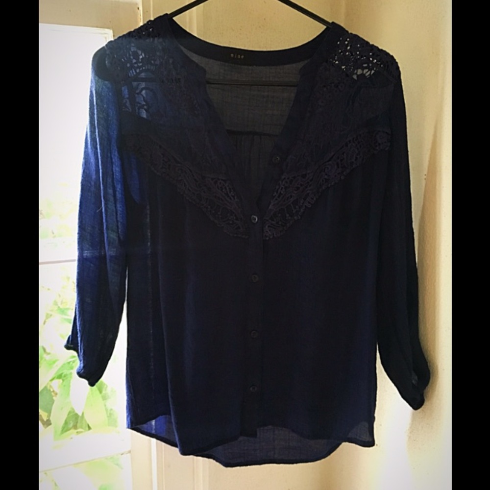 Beautiful navy blue lace embellished top